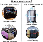 Luggage Straps for Suitcases, Add a Bag Luggage Strap & Luggage Tag Set, Adjustable Luggage Belt Suitcase Strap Travel Bag Accessories