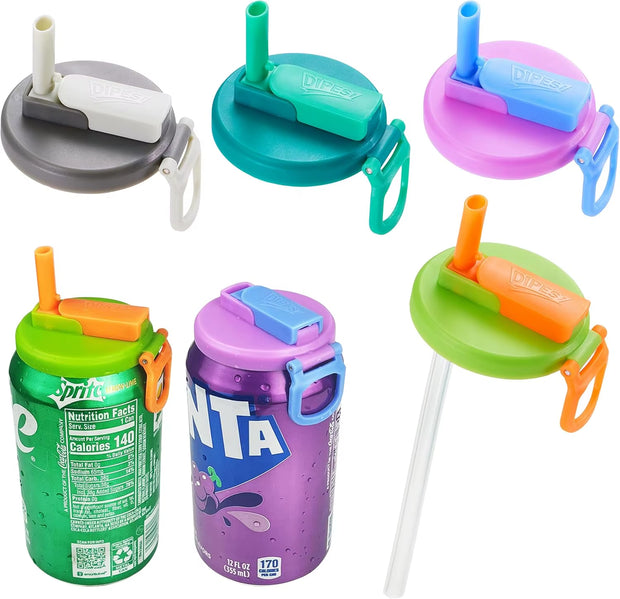 Soda Can Lids with Straw,Silicone Straws Soda Cans Covers Lid,Bpa-Free, Reusable for Can Cover for Soda Beverage