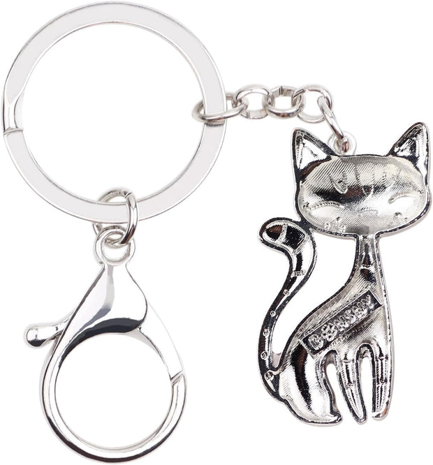 Enamel Alloy Chain Cat Key Chains for Women Car Purse Handbag Charms Keychains Gifts