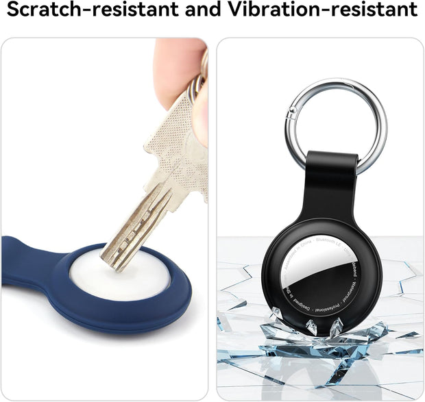 For Airtag Keychain Holder Case, with Soft Silicone for Air Tags-4 Pack Apple， IPX8 Waterproof for Apple GPS Tracker Item Tag Finders for Air Tag, for Key Ring Luggage Tag,Keys, Dog Collar