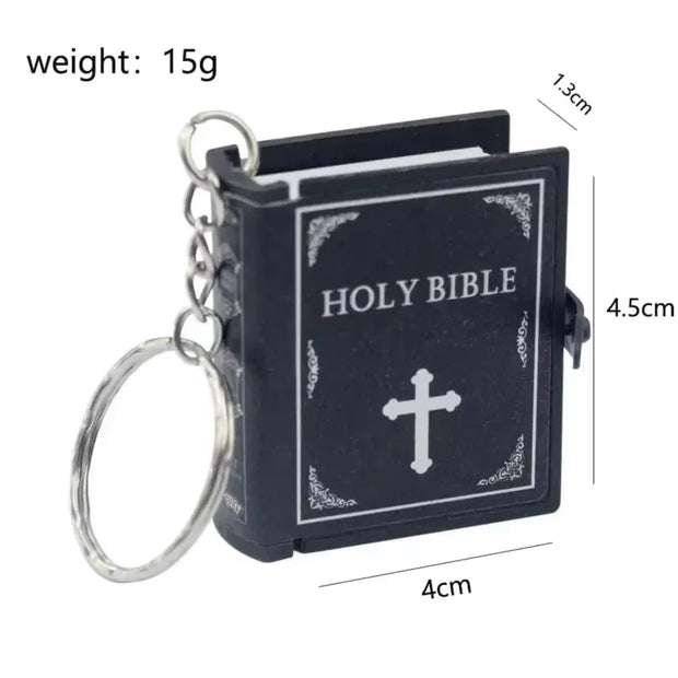Mini Holy Bible Keychain Real Paper Can Read Religious Christian Cross Keyrings Holder Car Key Chains Fashion Gifts Jewelry