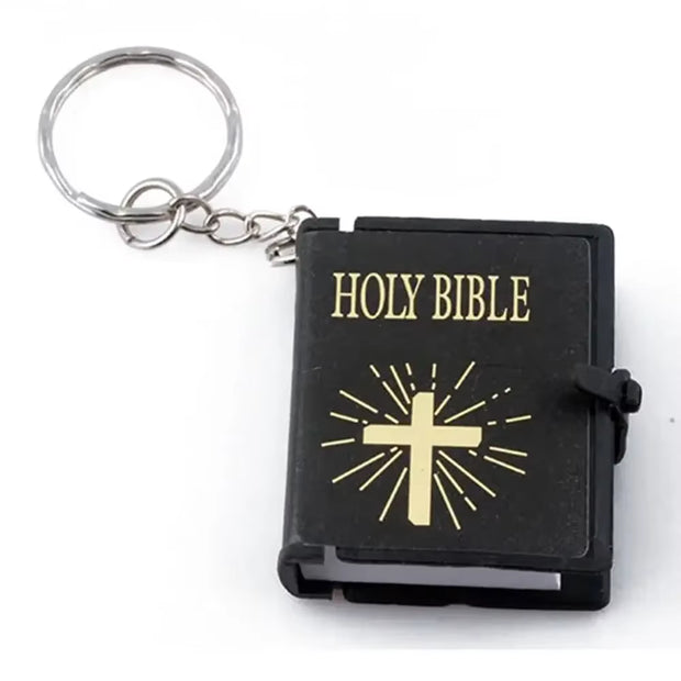 Mini Holy Bible Keychain Real Paper Can Read Religious Christian Cross Keyrings Holder Car Key Chains Fashion Gifts Jewelry