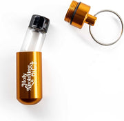 Anointing Oil Bottle Accessory Kit, Gold Keychain Container, Plastic Eyedropper & Small Empty Glass Vial, Screw Top Metal Holder, Protective Travel Set for Holy Oils, Botellas Para Aceite Ungido