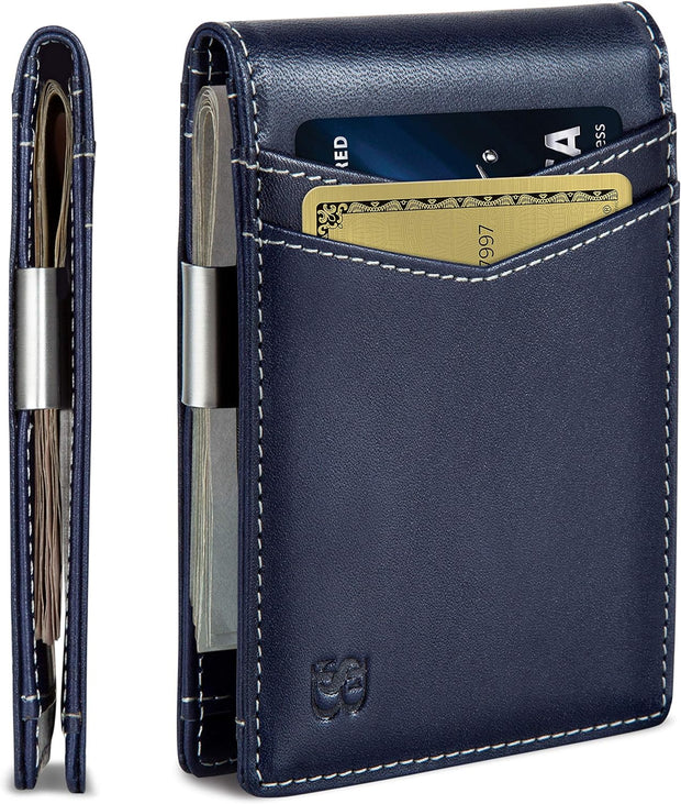 Money Clip Wallet - Mens Wallets Slim Front Pocket RFID Blocking Card Holder Minimalist Mini Bifold