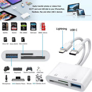 SD Card Reader 5-In-1 Lightning /Type C to USB 3.0/SD/TF Card Adapter Memory Card Reader for Iphone Ipad Macbook Samsung Andro
