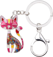 Enamel Alloy Chain Cat Key Chains for Women Car Purse Handbag Charms Keychains Gifts