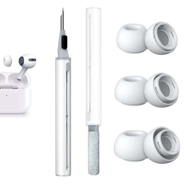 [3 Pairs] Replacement Ear Tips for AirPods Pro and AirPods Pro 2nd Generation with Noise Reduction Hole 3 in 1 Cleaner Kit for AirPods 1 2 3 Pro/Pro 2 Silicone Ear Tips for AirPods Pro (S/M/L) - ILLUMIWAVESS  