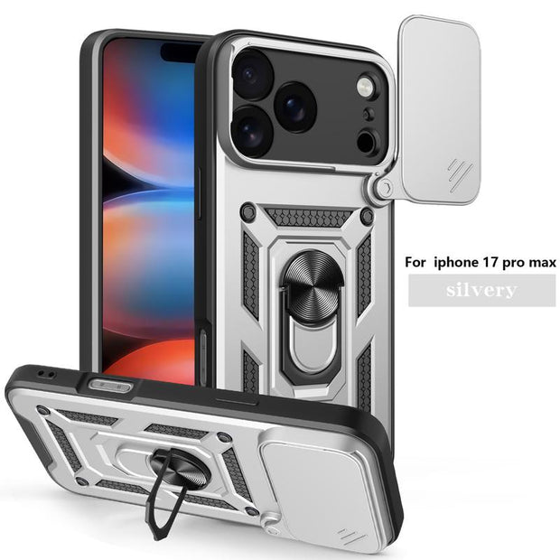 Slide Cover Camera Protection Case, 360-Degree Rotating Ring-Shaped Bracket Fixer, Military-Grade Shock-Proof Mobile Phone Case Protection Cover. Suitable for Iphone 17/17 Pro/17 AIR/17 Pro Max/16/16 Pro/16 PLUS/16 Pro Max/15/14/13/12. an Excellent Gift F