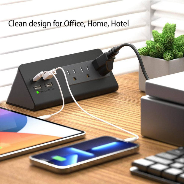 7-Outlet Edge Mount Power Strip Surge Protector with USB-C Ports & 3 AC Outlets
