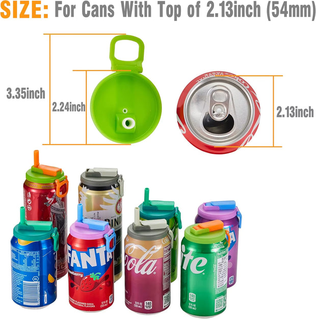 Soda Can Lids with Straw,Silicone Straws Soda Cans Covers Lid,Bpa-Free, Reusable for Can Cover for Soda Beverage