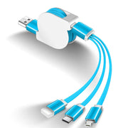 1M 3-in-1 Retractable USB Charger Cable for Smartphones - ILLUMIWAVESS  