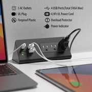 7-Outlet Edge Mount Power Strip Surge Protector with USB-C Ports & 3 AC Outlets