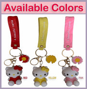 PVC Keychain 3D Cartoon Kitty Cat Key Chain for Girls Women Gifts School Bag Accessories (Pink)