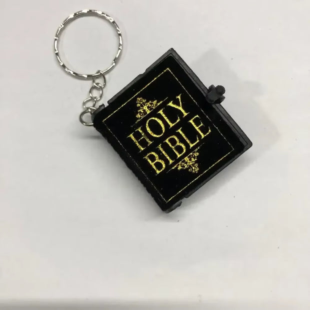 Mini Holy Bible Keychain Real Paper Can Read Religious Christian Cross Keyrings Holder Car Key Chains Fashion Gifts Jewelry