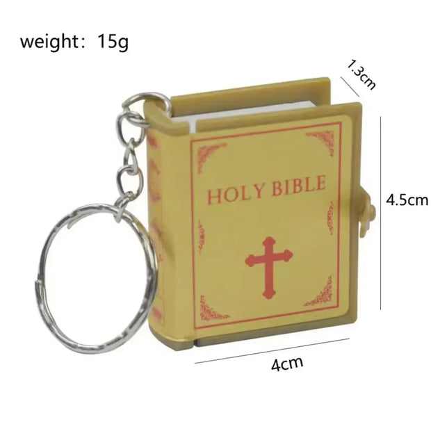 Mini Holy Bible Keychain Real Paper Can Read Religious Christian Cross Keyrings Holder Car Key Chains Fashion Gifts Jewelry