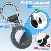 For Airtag Keychain Holder Case, with Soft Silicone for Air Tags-4 Pack Apple， IPX8 Waterproof for Apple GPS Tracker Item Tag Finders for Air Tag, for Key Ring Luggage Tag,Keys, Dog Collar