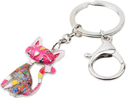 Enamel Alloy Chain Cat Key Chains for Women Car Purse Handbag Charms Keychains Gifts