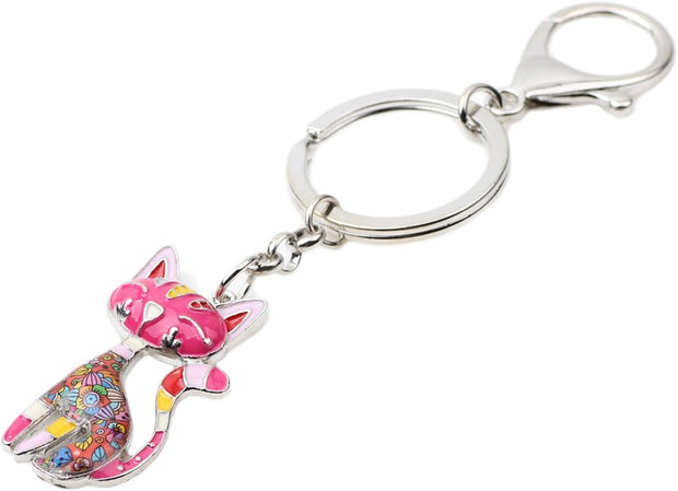 Enamel Alloy Chain Cat Key Chains for Women Car Purse Handbag Charms Keychains Gifts