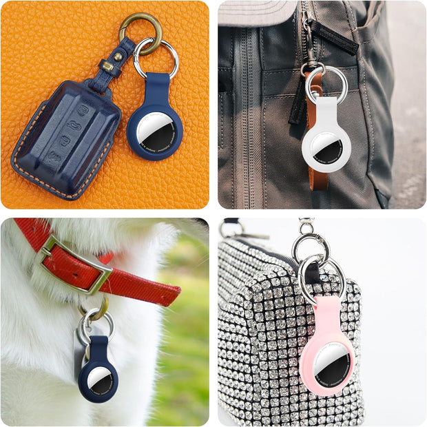 For Airtag Keychain Holder Case, with Soft Silicone for Air Tags-4 Pack Apple， IPX8 Waterproof for Apple GPS Tracker Item Tag Finders for Air Tag, for Key Ring Luggage Tag,Keys, Dog Collar