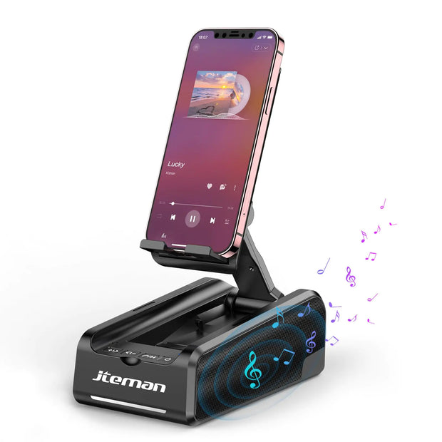 JTEMAN Phone Stand Wireless Bluetooth SpeakerDesktop Kitchen Gadgets Phone StandPortable Phone Stand with SpeakerGifts for Women and Men - ILLUMIWAVESS  