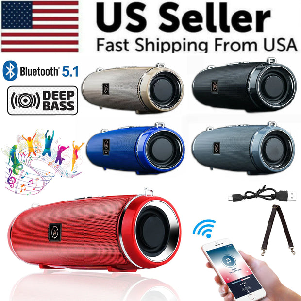 Bluetooth 5.1 Speaker Wireless Waterproof Outdoor Stereo LOUD Bass USB/TF Strap - ILLUMIWAVESS  