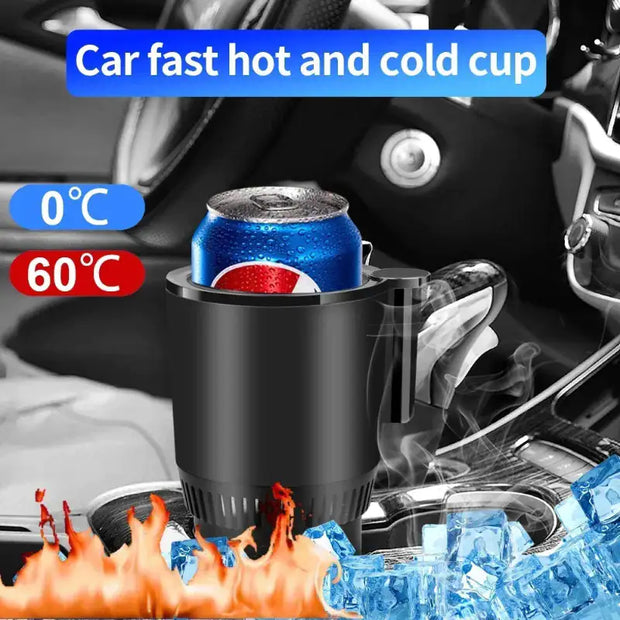 2 In1 Car Heating Cooling Cup 12V Smart Car Cup Holder Digital Temperature Display Drink Cup Warmer Cooler Mini Car Refrigerator - ILLUMIWAVESS  