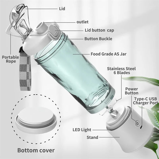 Portable Blender Juicer – Personal-Size Blender for Shakes and Smoothies with 6 Blades - ILLUMIWAVE  