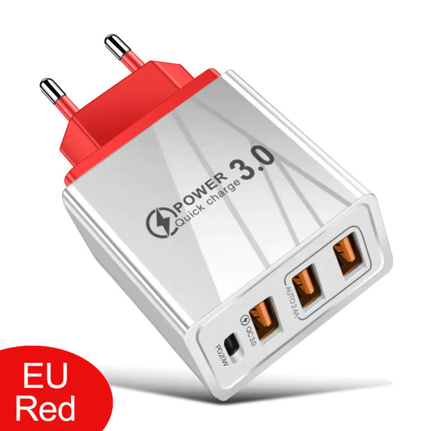 3USB+PD Type-C Mobile Phone Charger for Travel - ILLUMIWAVESS  
