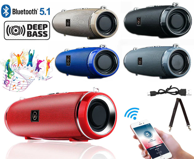 Bluetooth 5.1 Speaker Wireless Waterproof Outdoor Stereo LOUD Bass USB/TF Strap - ILLUMIWAVESS  