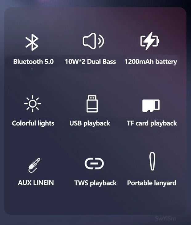 Bluetooth Speaker Wireless Waterproof Outdoor Stereo Bass USB/TF/FM Radio LOUD - ILLUMIWAVESS  