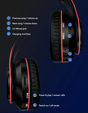 Super Bass Wireless Bluetooth Headphones Foldable Stereo Earphones Headsets Mic - ILLUMIWAVESS  