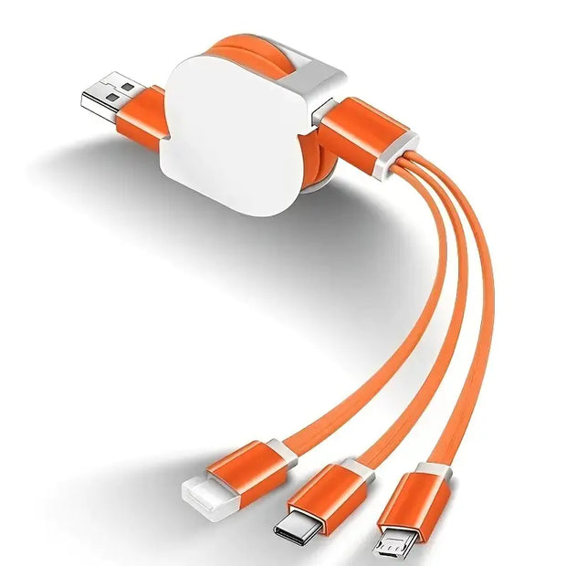 1M 3-in-1 Retractable USB Charger Cable for Smartphones - ILLUMIWAVESS  