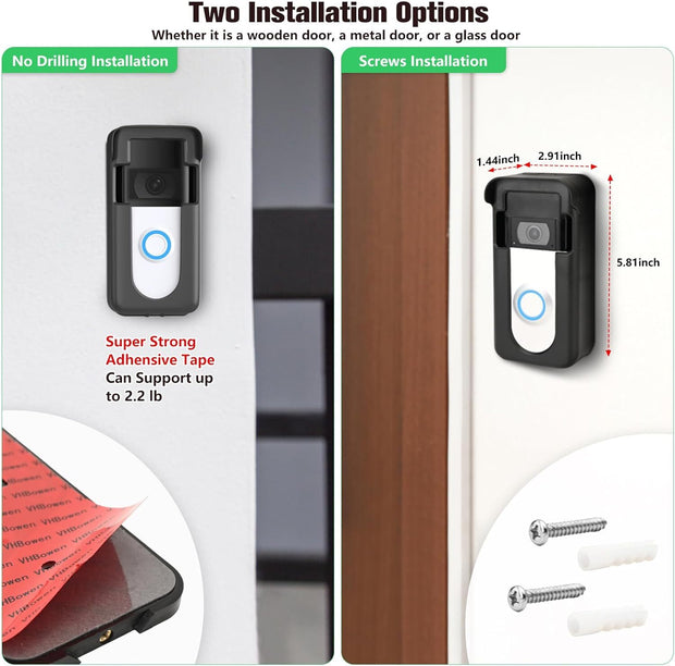 Anti-Theft Video Doorbell Mount, No Drill Ring Doorbell Holder for Apartment