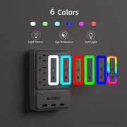 Outlet Extender with USB C, Multi Outlet Surge Protector with Nightlight, 6 Out