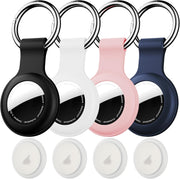 For Airtag Keychain Holder Case, with Soft Silicone for Air Tags-4 Pack Apple， IPX8 Waterproof for Apple GPS Tracker Item Tag Finders for Air Tag, for Key Ring Luggage Tag,Keys, Dog Collar