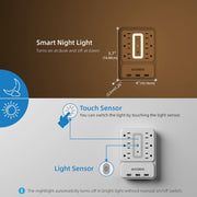 Outlet Extender with USB C, Multi Outlet Surge Protector with Nightlight, 6 Out
