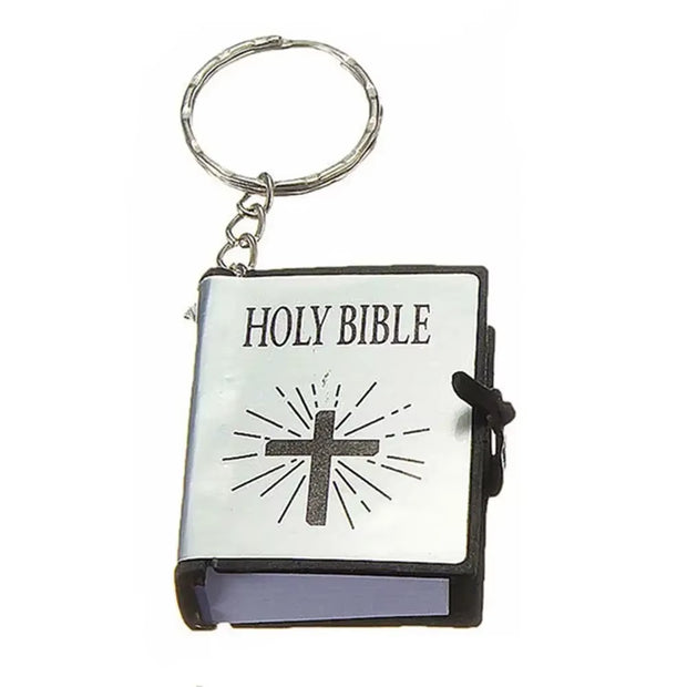 Mini Holy Bible Keychain Real Paper Can Read Religious Christian Cross Keyrings Holder Car Key Chains Fashion Gifts Jewelry