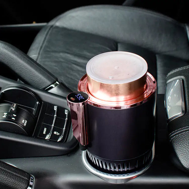2 In1 Car Heating Cooling Cup 12V Smart Car Cup Holder Digital Temperature Display Drink Cup Warmer Cooler Mini Car Refrigerator - ILLUMIWAVESS  