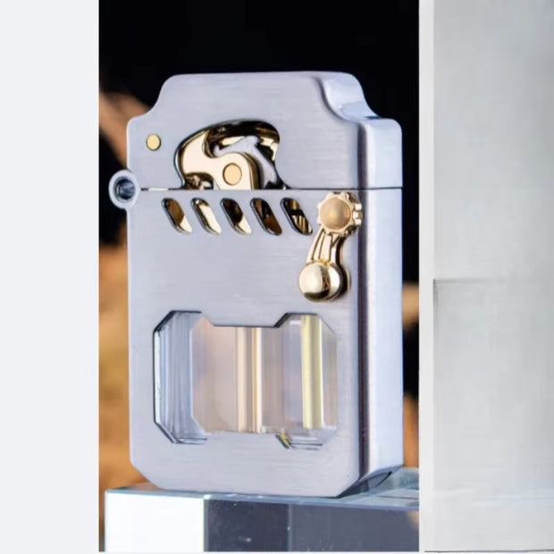 2025  Mecha Transparent Fuel Tank Mechanical Ejection Kerosene Lighter Metal High-Looking Creative High-End Men'S Gifts