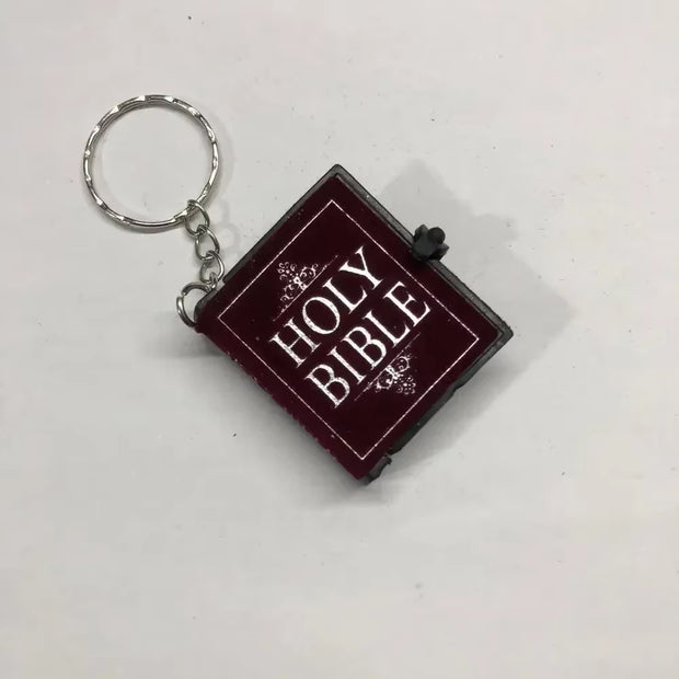 Mini Holy Bible Keychain Real Paper Can Read Religious Christian Cross Keyrings Holder Car Key Chains Fashion Gifts Jewelry