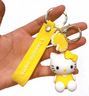 PVC Keychain 3D Cartoon Kitty Cat Key Chain for Girls Women Gifts School Bag Accessories (Pink)