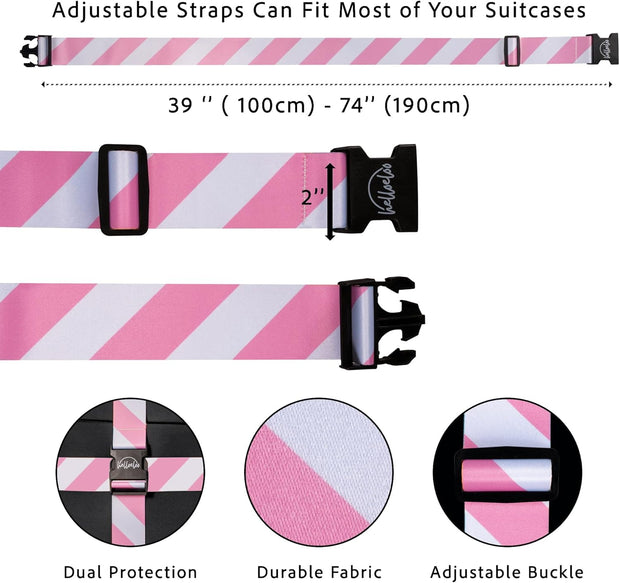 Adjustable Luggage Straps for Secure Travel,Tsa Approved Heavy Duty Suitcase Bel