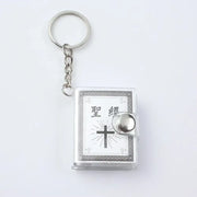 Mini Holy Bible Keychain Real Paper Can Read Religious Christian Cross Keyrings Holder Car Key Chains Fashion Gifts Jewelry