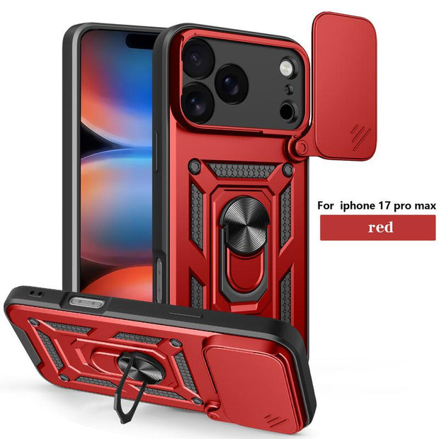 Slide Cover Camera Protection Case, 360-Degree Rotating Ring-Shaped Bracket Fixer, Military-Grade Shock-Proof Mobile Phone Case Protection Cover. Suitable for Iphone 17/17 Pro/17 AIR/17 Pro Max/16/16 Pro/16 PLUS/16 Pro Max/15/14/13/12. an Excellent Gift F