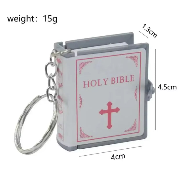 Mini Holy Bible Keychain Real Paper Can Read Religious Christian Cross Keyrings Holder Car Key Chains Fashion Gifts Jewelry