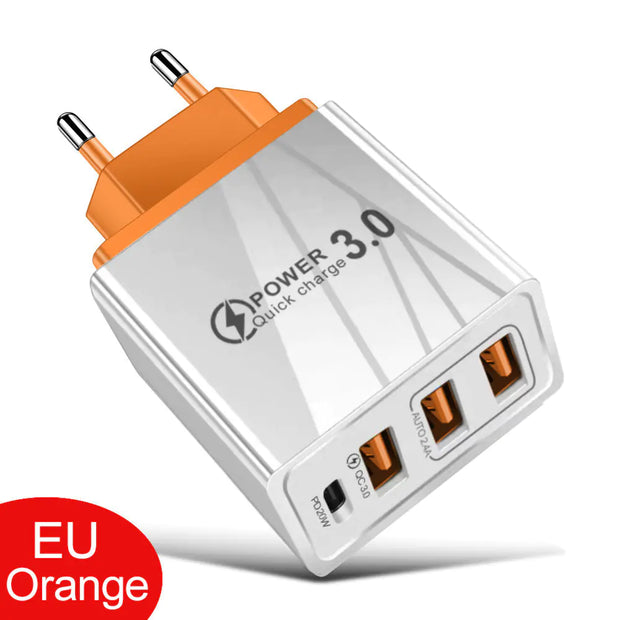 3USB+PD Type-C Mobile Phone Charger for Travel - ILLUMIWAVESS  