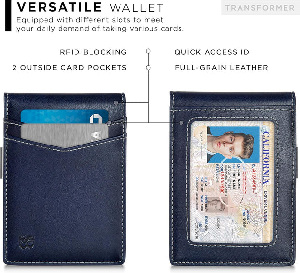 Money Clip Wallet - Mens Wallets Slim Front Pocket RFID Blocking Card Holder Minimalist Mini Bifold