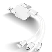 1M 3-in-1 Retractable USB Charger Cable for Smartphones - ILLUMIWAVESS  