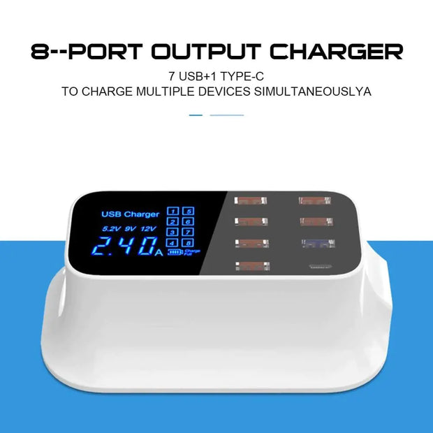 Multi-Port USB Charger Station Type C - ILLUMIWAVESS  