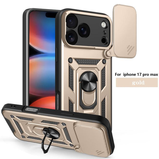 Slide Cover Camera Protection Case, 360-Degree Rotating Ring-Shaped Bracket Fixer, Military-Grade Shock-Proof Mobile Phone Case Protection Cover. Suitable for Iphone 17/17 Pro/17 AIR/17 Pro Max/16/16 Pro/16 PLUS/16 Pro Max/15/14/13/12. an Excellent Gift F